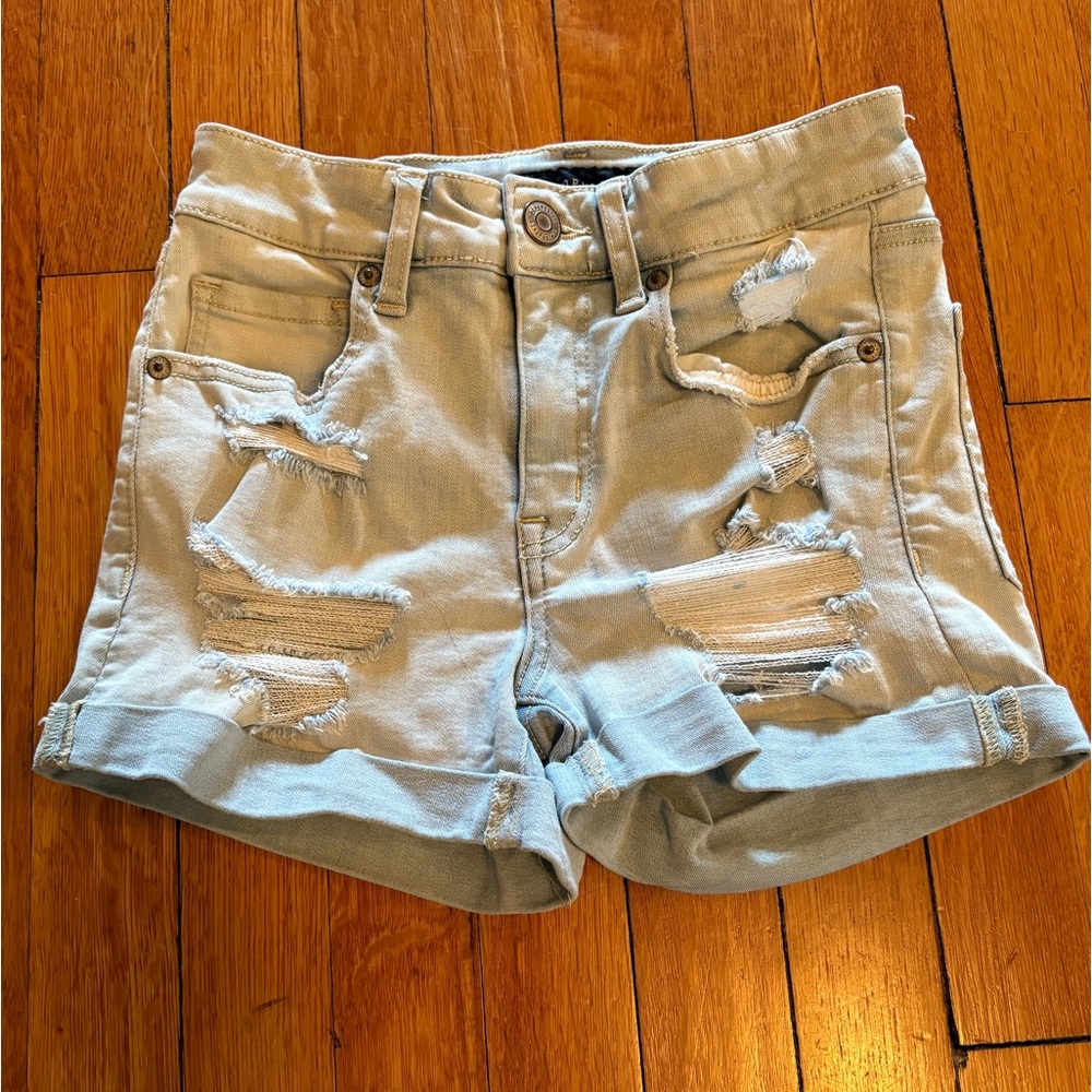 Aeropostale Distressed High Rise Midi Women’s Denim Shorts